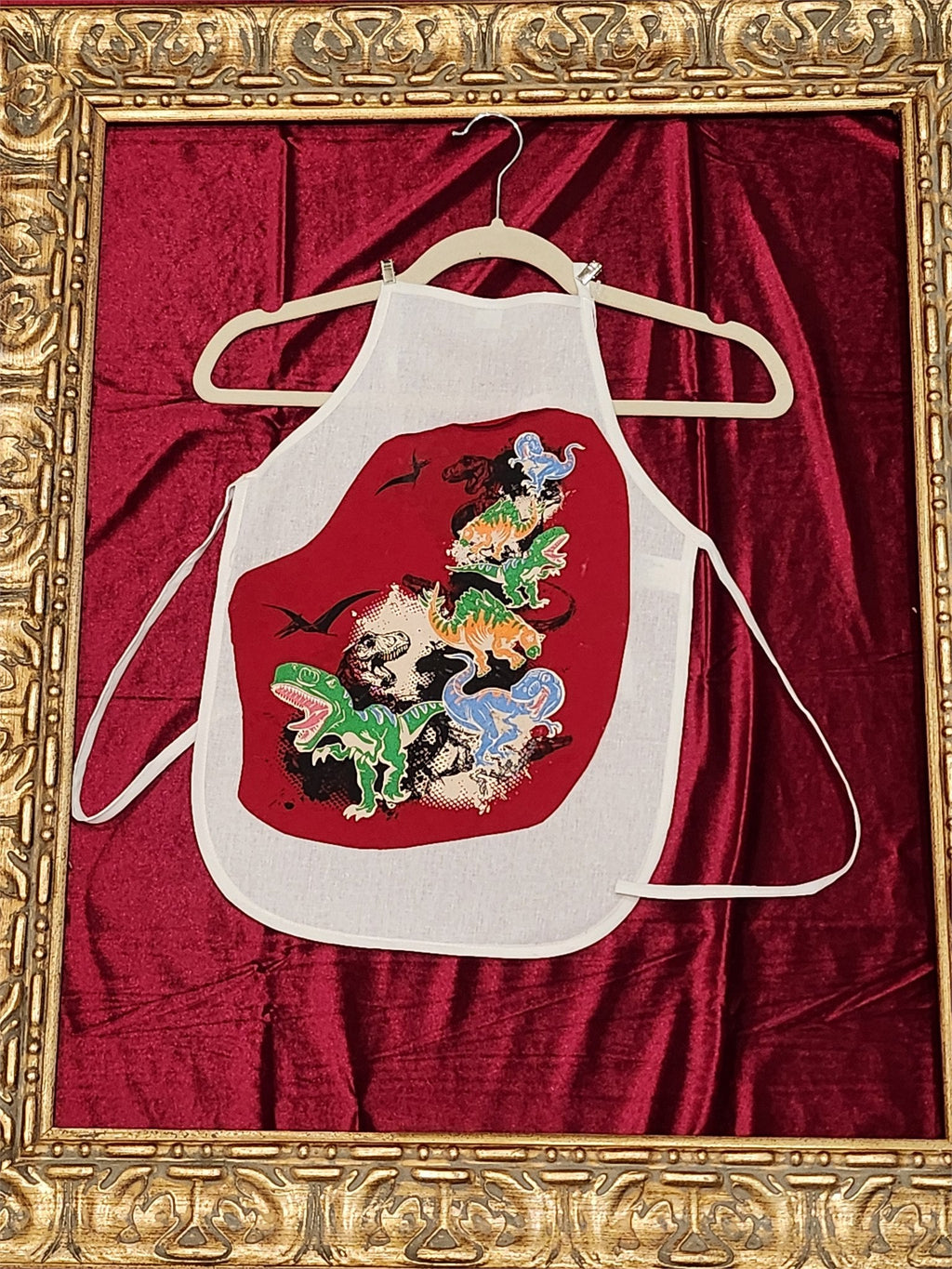 Dino Adventure White Cotton Kids Apron