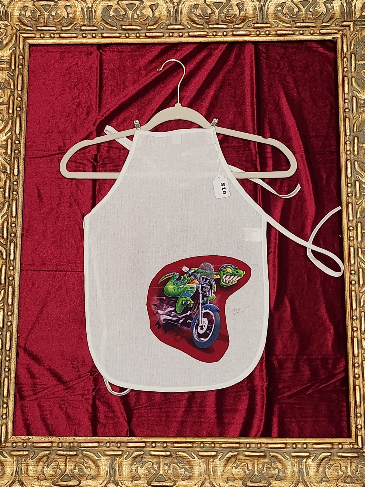 Wild Lizard Motorcycle White Cotton Kids Apron