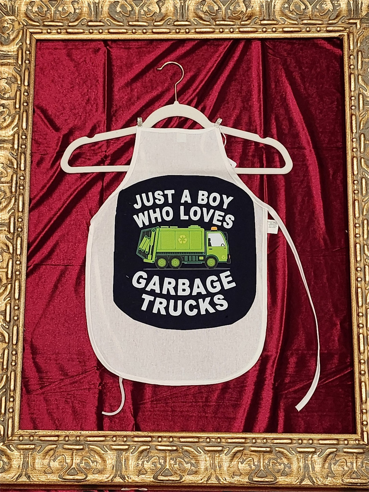 Garbage Truck Fan White Cotton Kids Apron