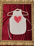 Floral Scrollwork Heart White Cotton Kids Apron