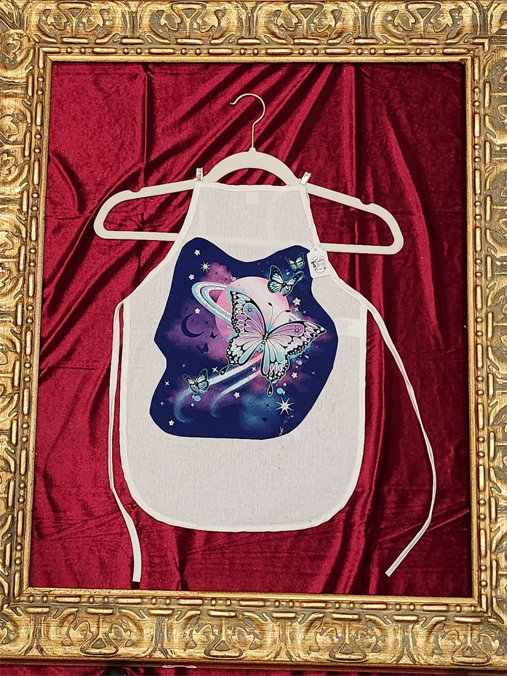 Magical Butterfly Galaxy White Cotton Kids Apron