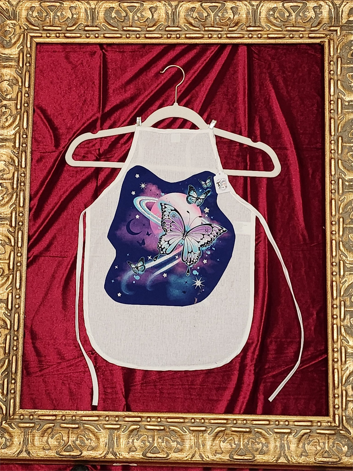 Magical Butterfly Galaxy White Cotton Kids Apron