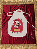 Christmas Mickey Puff-Paint White Cotton Kids Apron
