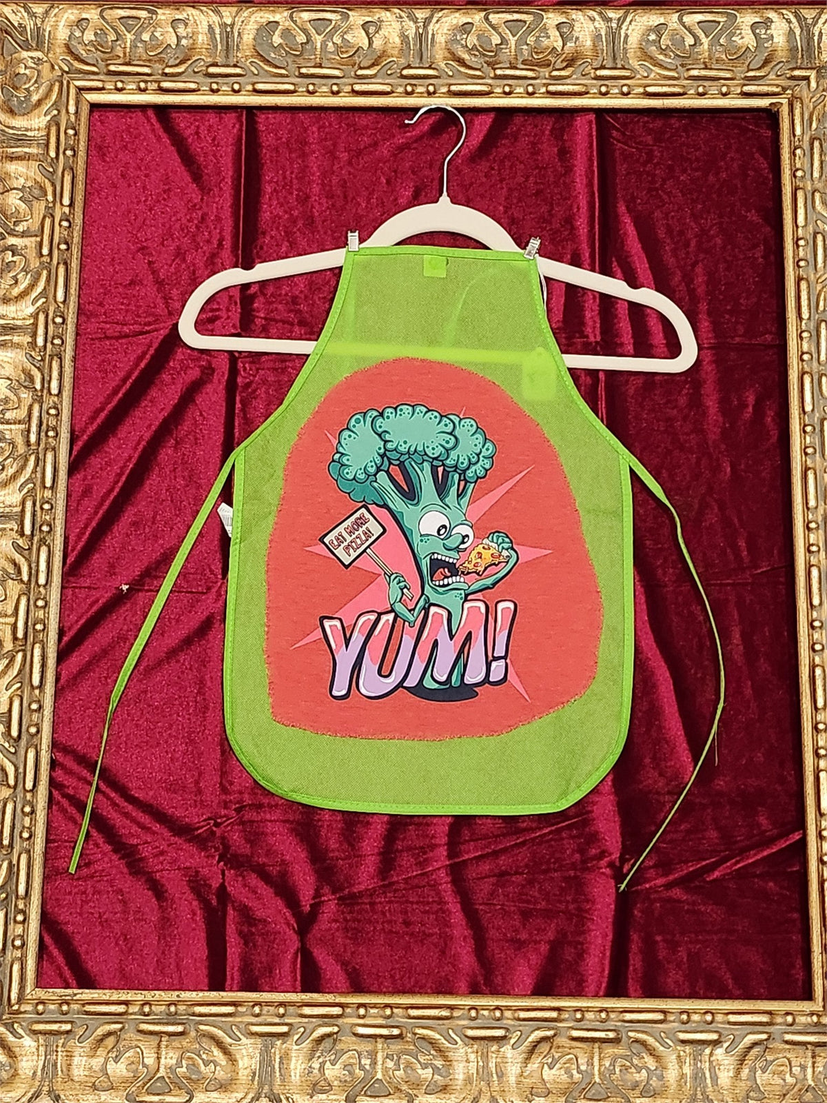 YUM! Eat More Broccoli Green Children's Apron