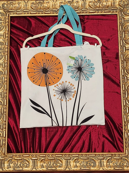 Dandelion Dreams Large Everyday Tote – One-of-a-Kind Teal Handle Carryall | Custom TBags