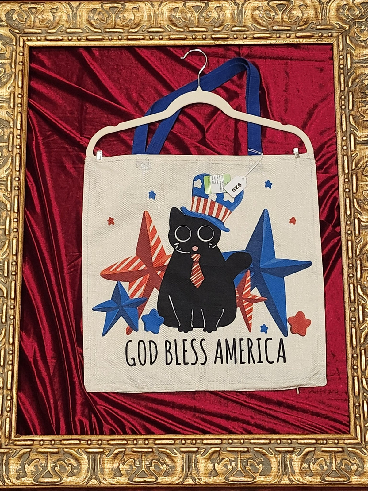 Black Cat God Bless America Large Tote Bag – One-of-a-Kind Everyday Carryall | Custom TBags