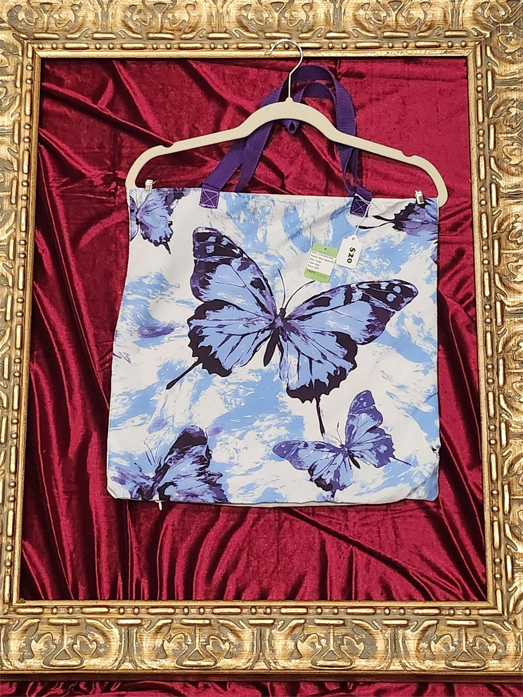 Blue Butterfly Large Tote Bag – One-of-a-Kind Everyday Carryall | Custom TBags
