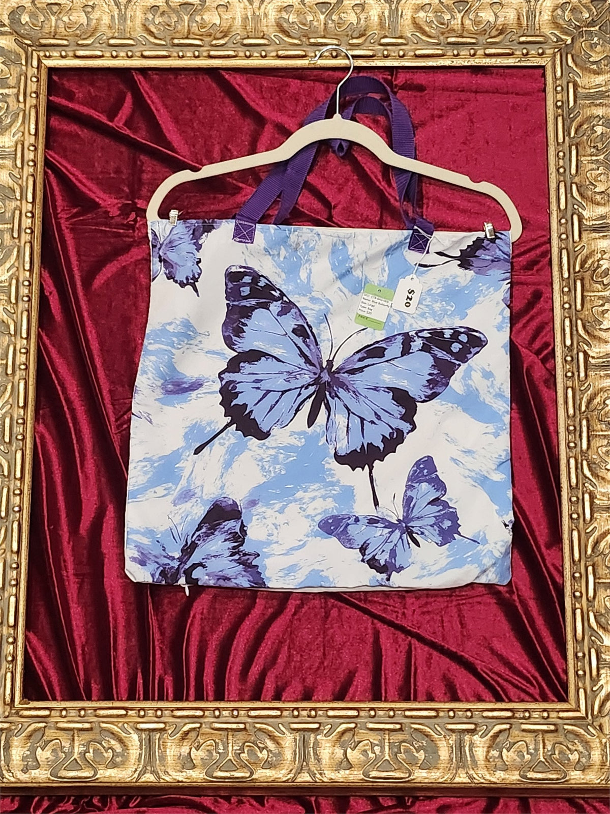 Blue Butterfly Large Tote Bag – One-of-a-Kind Everyday Carryall | Custom TBags