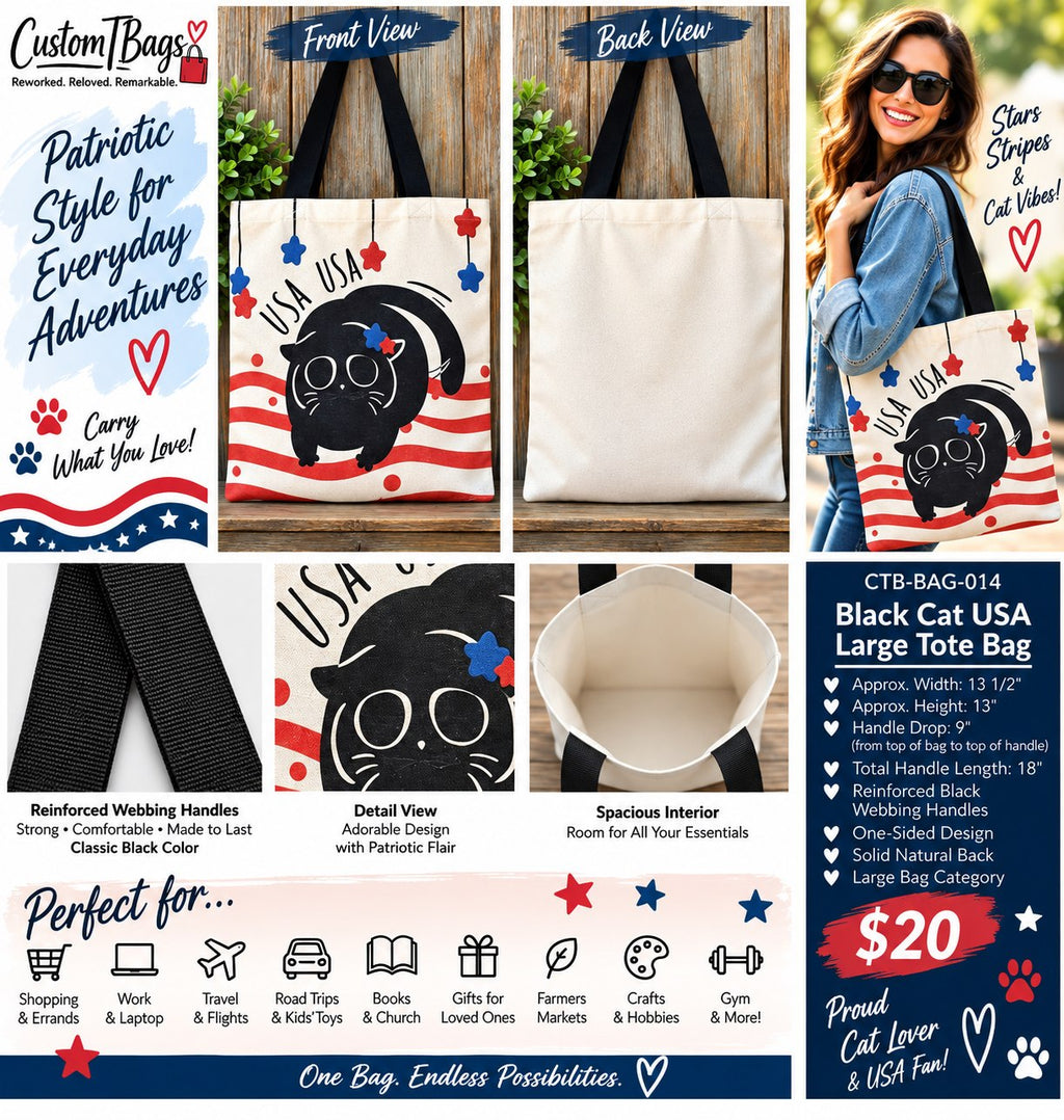Black Cat USA Large Tote Bag - details and styling