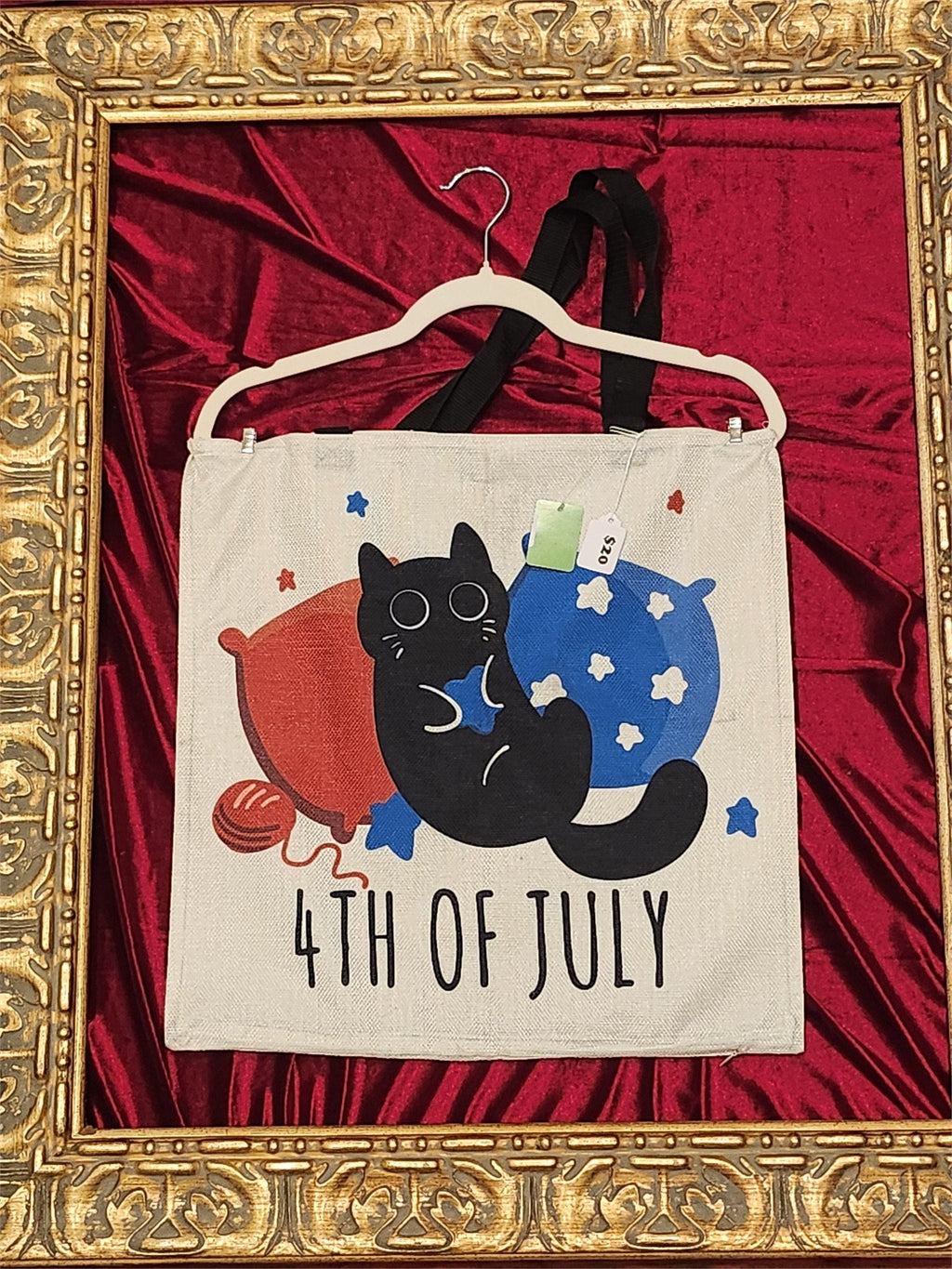 Black Cat 4th of July Large Tote Bag