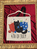 Black Cat 4th of July Large Tote Bag