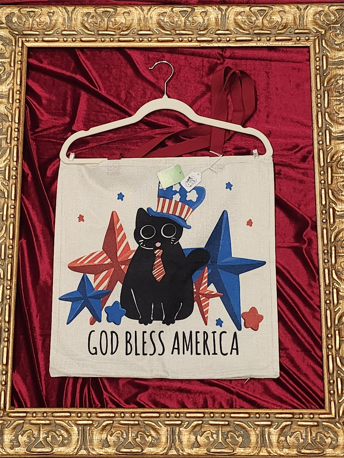 Black Cat God Bless America Large Tote Bag