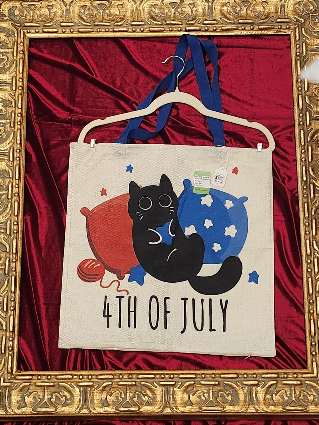 Black Cat 4th of July Large Tote Bag