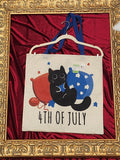 Black Cat 4th of July Large Tote Bag