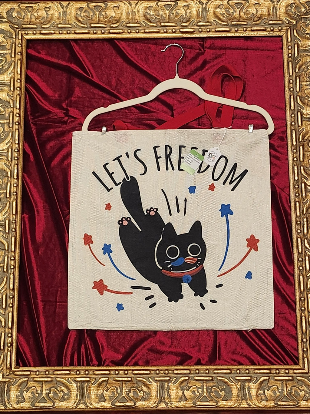 Black Cat – Let's Freedom Large Tote Bag | One-of-a-Kind Custom TBags