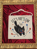 Black Cat – Let's Freedom Large Tote Bag | One-of-a-Kind Custom TBags