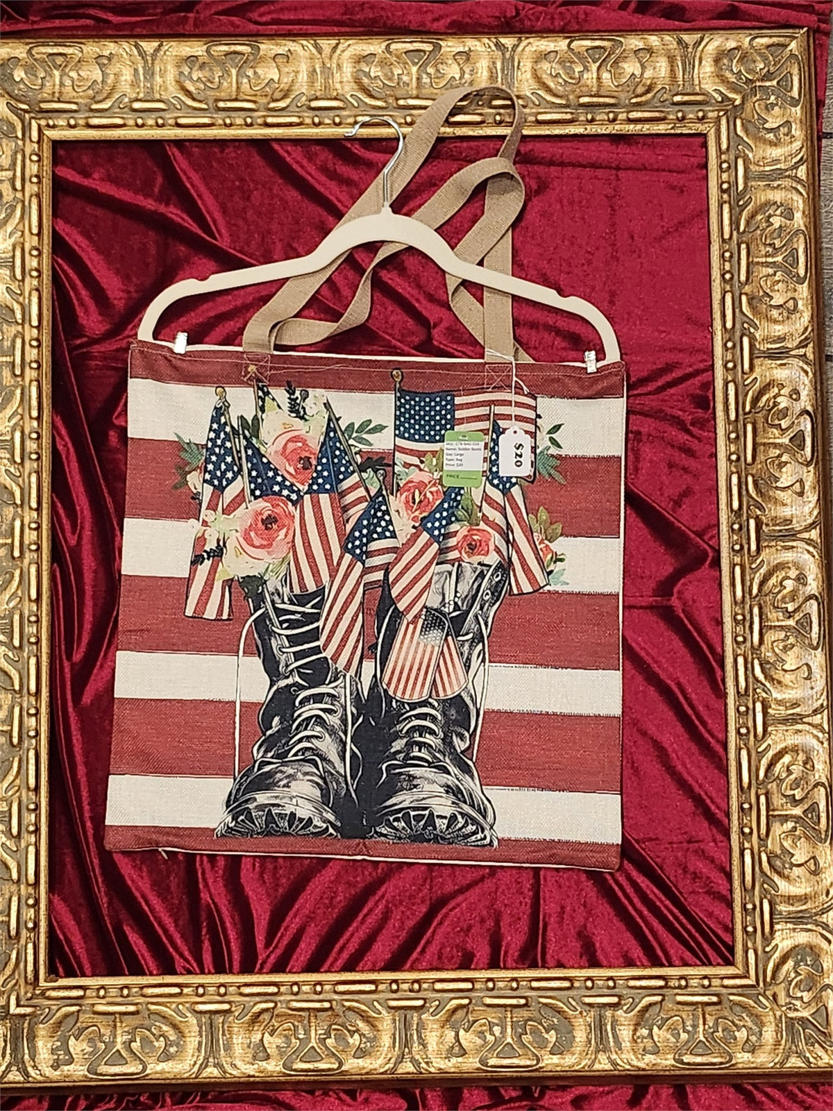 Soldier Boots Patriotic Large Tote Bag | One-of-a-Kind Custom TBags