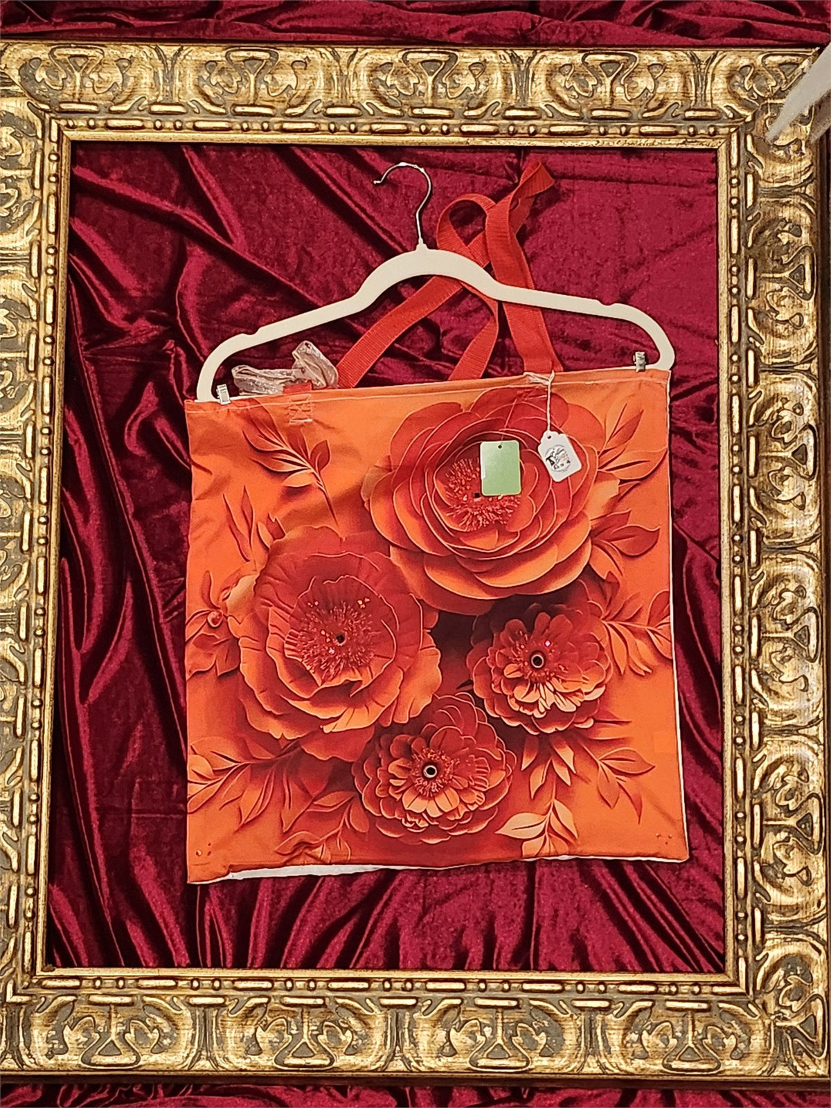 Orange Flowers Large Tote Bag | Bright One-of-a-Kind Custom TBags