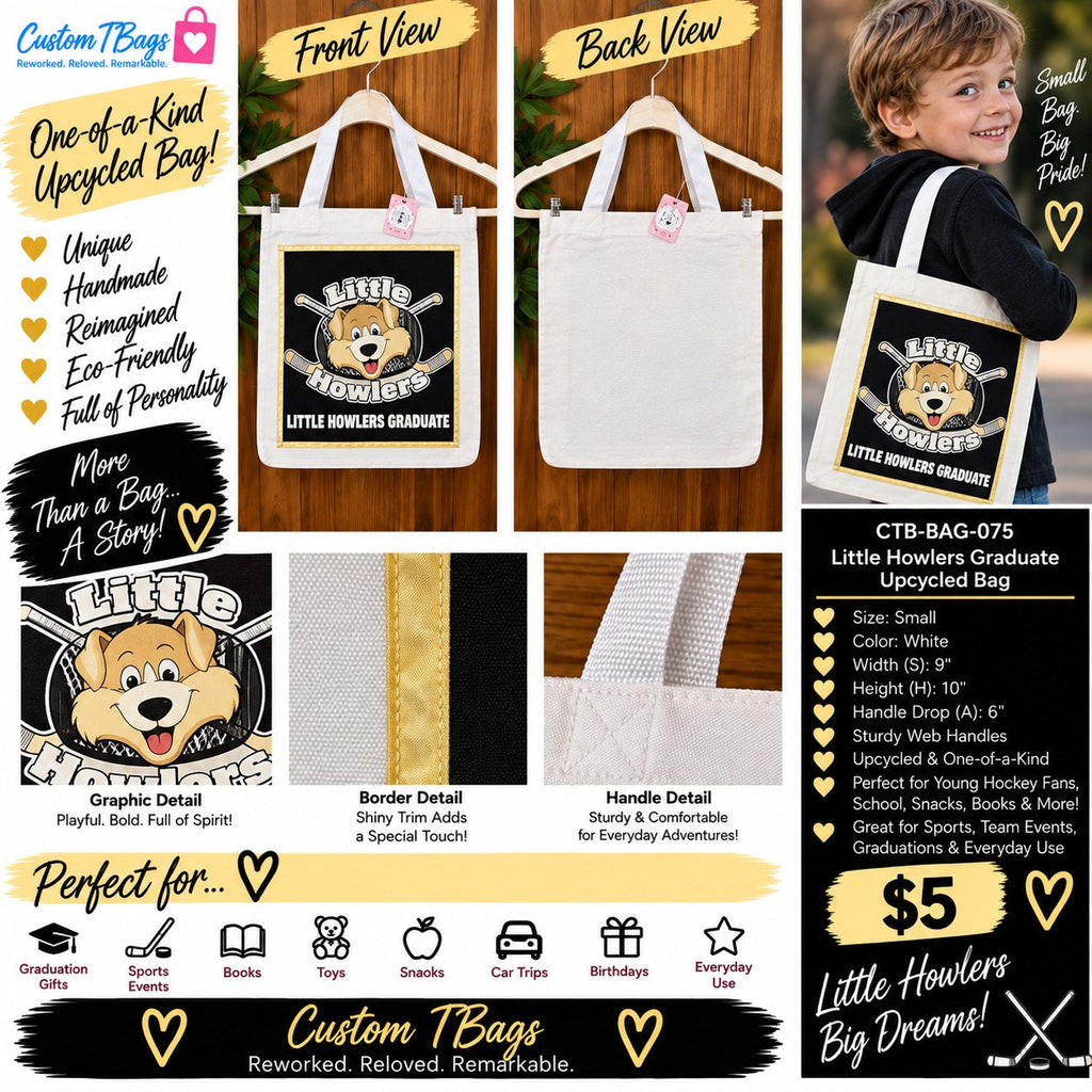 Little Howlers Graduate Small Tote Bag | One-of-a-Kind Custom TBags - details and styling