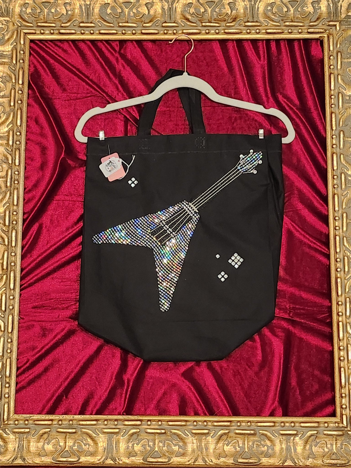 Rhinestone Guitar Medium Tote Bag | One-of-a-Kind Custom TBags