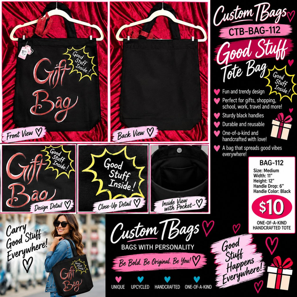 Good Stuff Medium Tote Bag | One-of-a-Kind Custom TBags - details and styling
