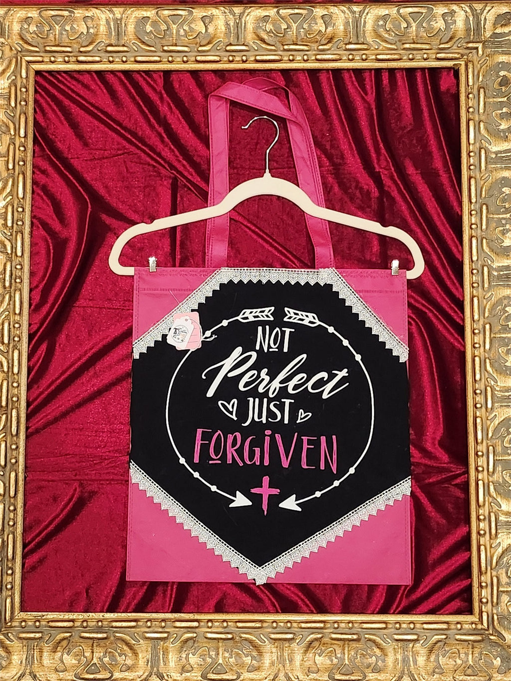 Not Perfect Just Forgiven Pink Medium Tote Bag | One-of-a-Kind Custom TBags
