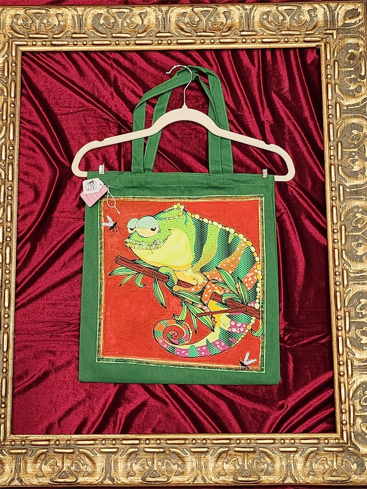 Color-Changing Iguana Green Medium Tote Bag | One-of-a-Kind Custom TBags
