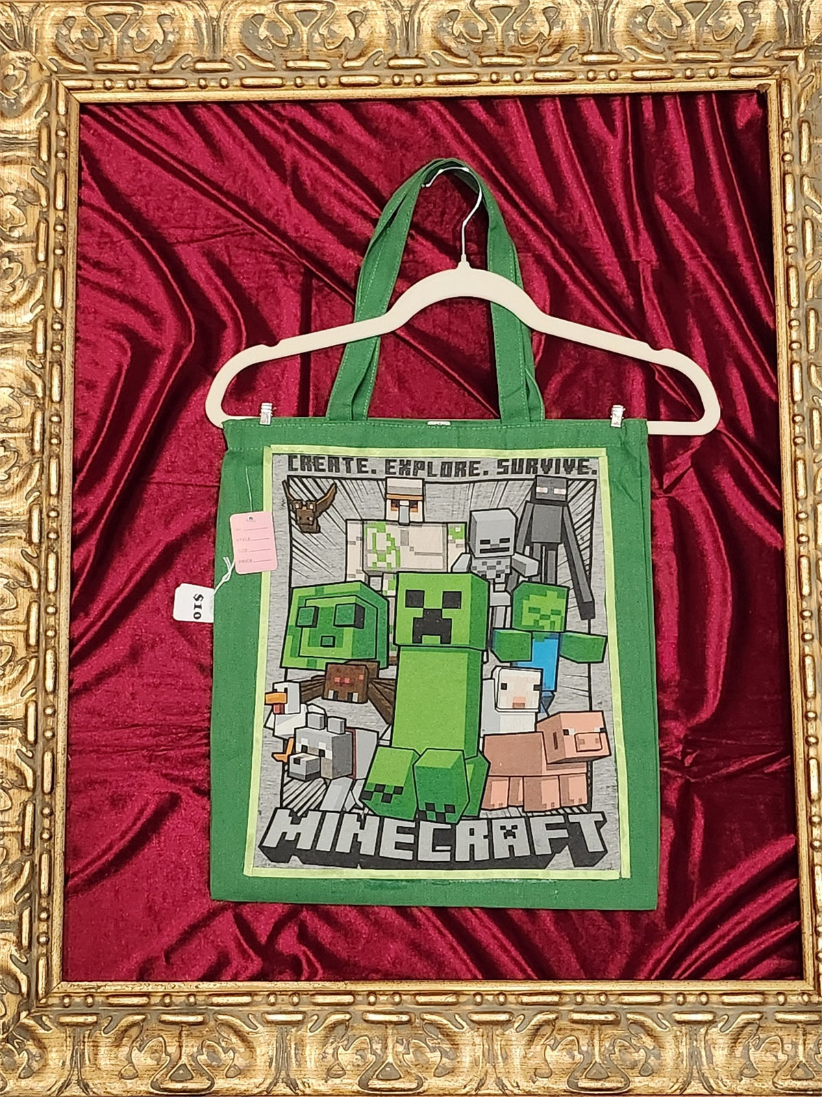 Minecraft Green Medium Tote Bag | One-of-a-Kind Custom TBags