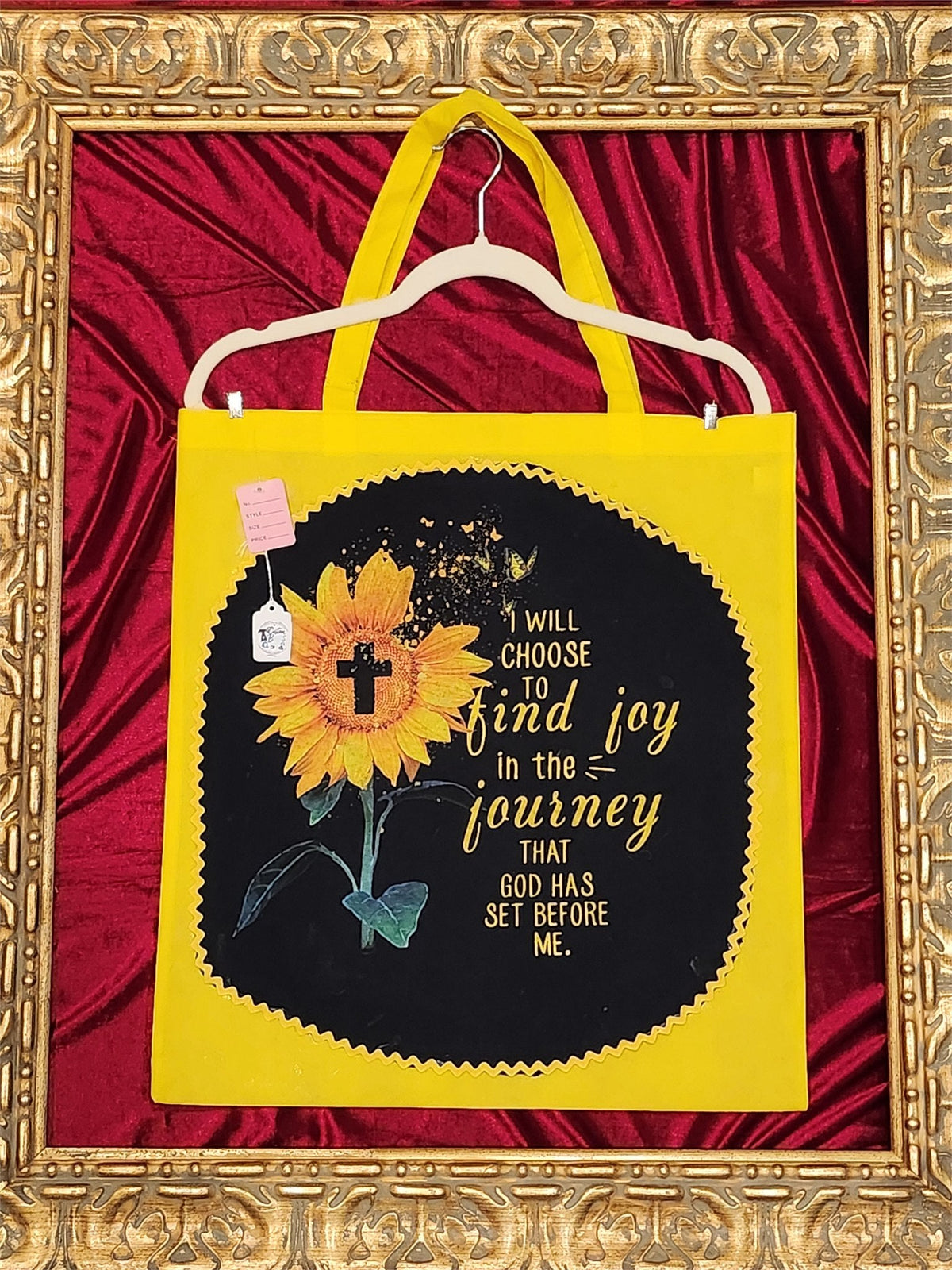 Choose Joy in the Journey Yellow Medium Tote Bag | One-of-a-Kind Custom TBags