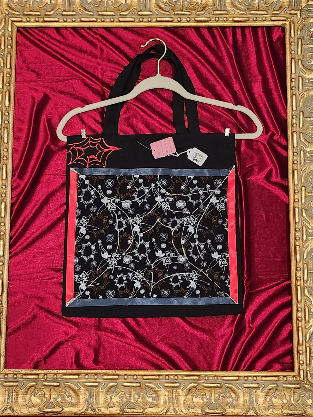 Tinkerbell with Webs Black Medium Tote Bag | One-of-a-Kind Custom TBags