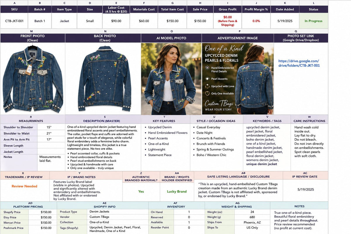 One-of-a-Kind Pearl & Wildflower Upcycled Denim Jacket – Women’s Small — styled image