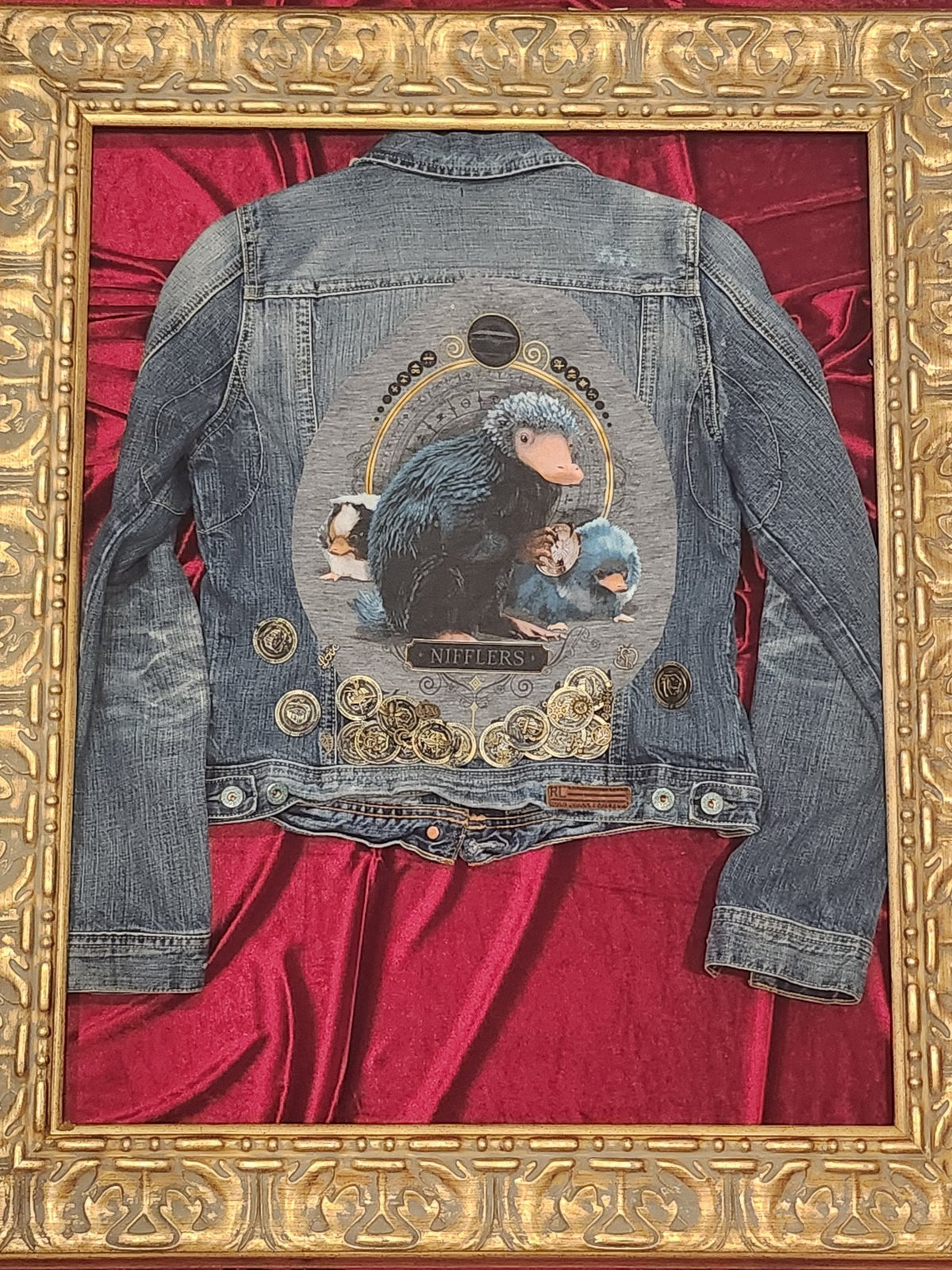 One-of-a-Kind Collector Animal & Coin Upcycled Denim Jacket – Women’s Small — additional view