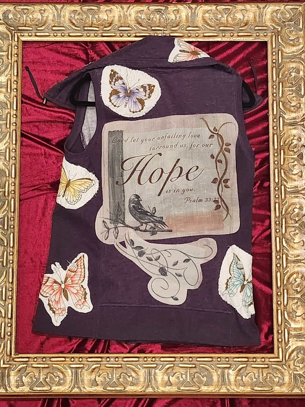 One-of-a-Kind Purple Butterfly & Hope Upcycled Vest – Women’s Medium — additional view