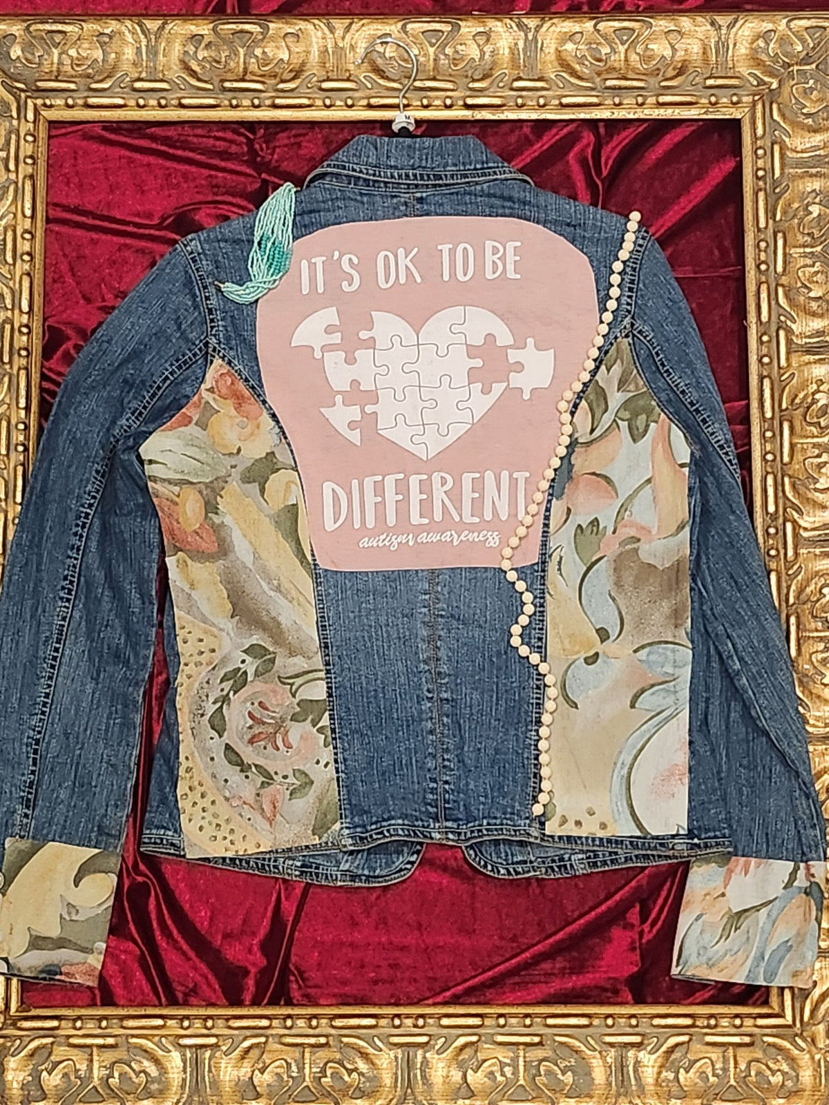 One-of-a-Kind Autism Awareness Upcycled Denim Jacket – Women’s Medium — additional view