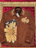 One-of-a-Kind Brown Bee & Sunflower Upcycled Blazer – Women’s Medium
