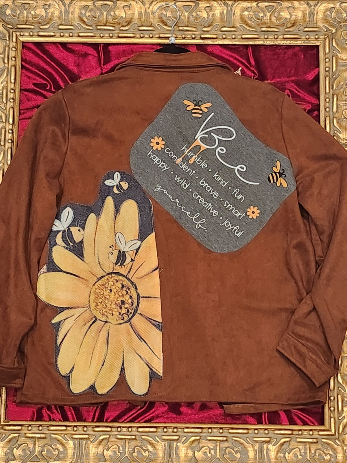 One-of-a-Kind Brown Bee & Sunflower Upcycled Blazer – Women’s Medium — additional view