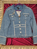 One-of-a-Kind God’s Showers Fun Inspirational Jean Jacket – Women’s Medium