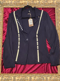 One-of-a-Kind Peaceful Night Ocean Blazer with Pearl Accents & Shell Trim – Medium