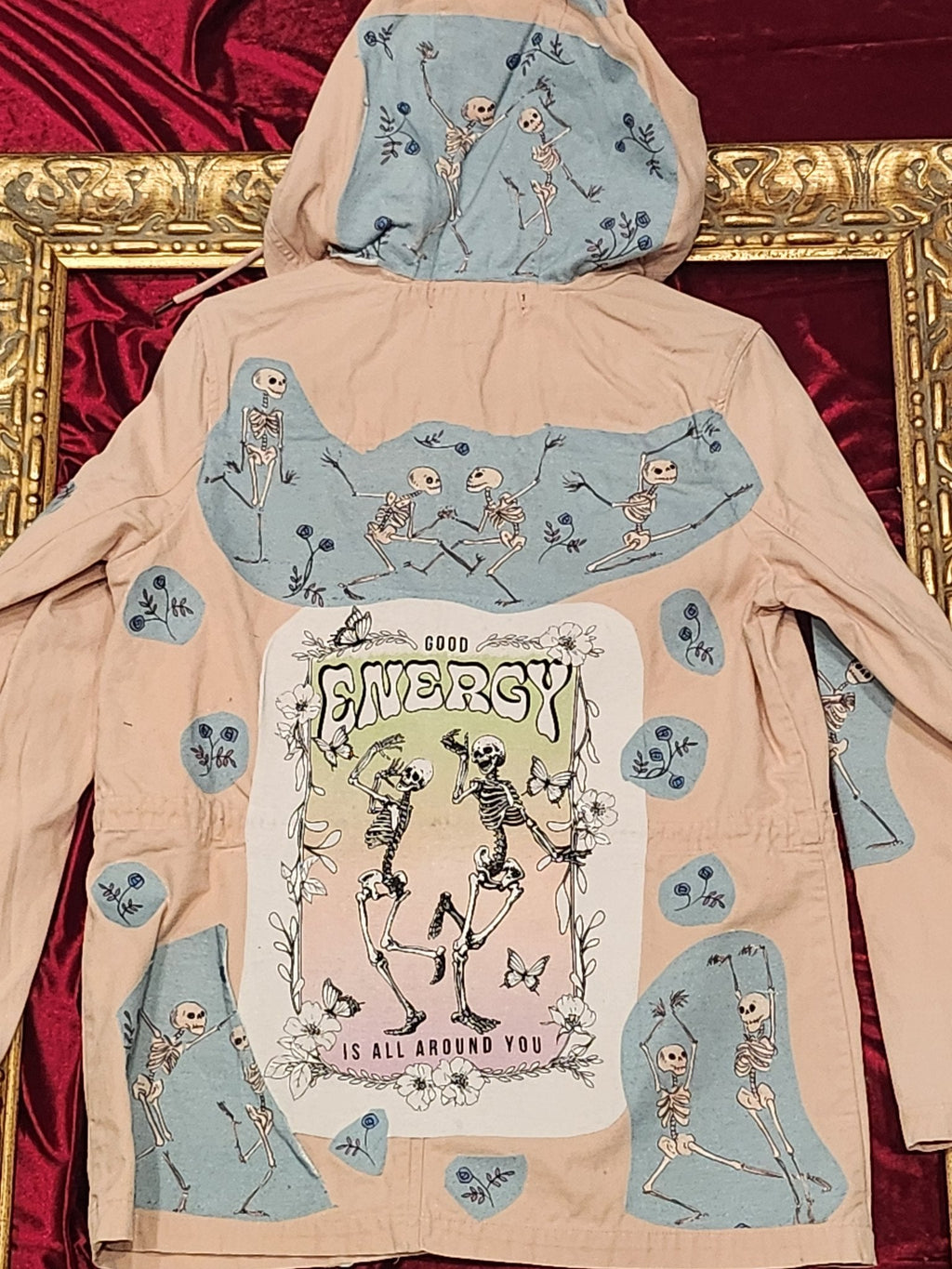 One-of-a-Kind Dancing Skeleton Pink Trench — Good Energy — Medium — additional view