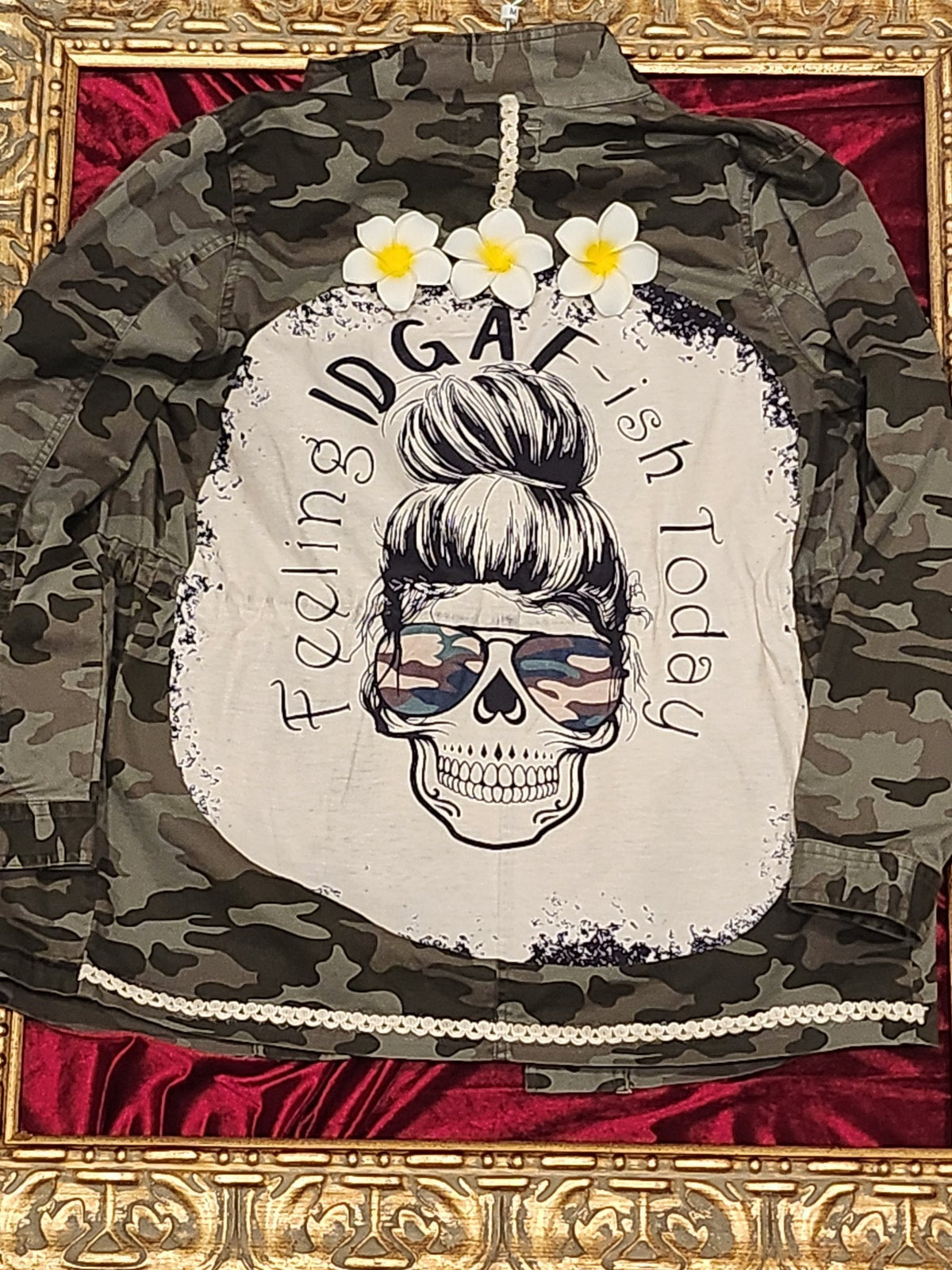 One-of-a-Kind Green Camo Queen Statement Jacket – Medium — additional view