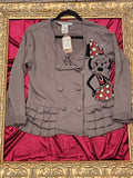Hand-Painted Ruffled Character Sweatshirt Jacket - Medium