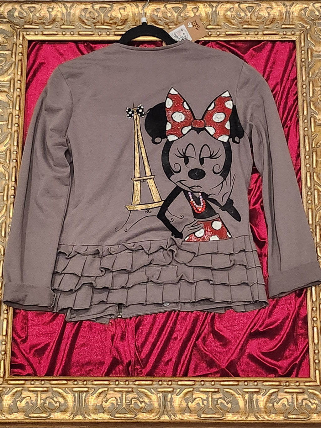 Hand-Painted Ruffled Character Sweatshirt Jacket - Medium — additional view