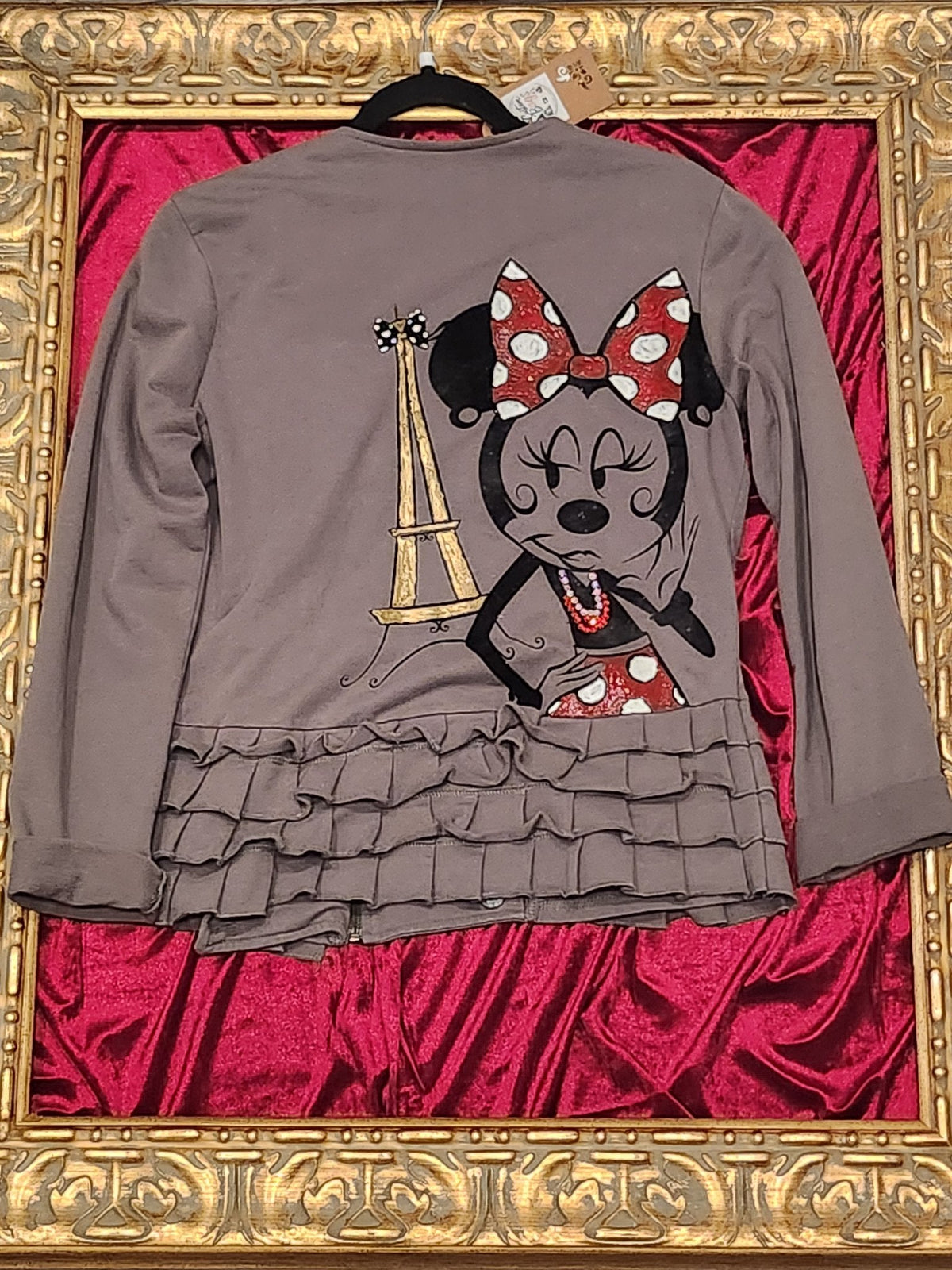 Hand-Painted Ruffled Character Sweatshirt Jacket - Medium — additional view