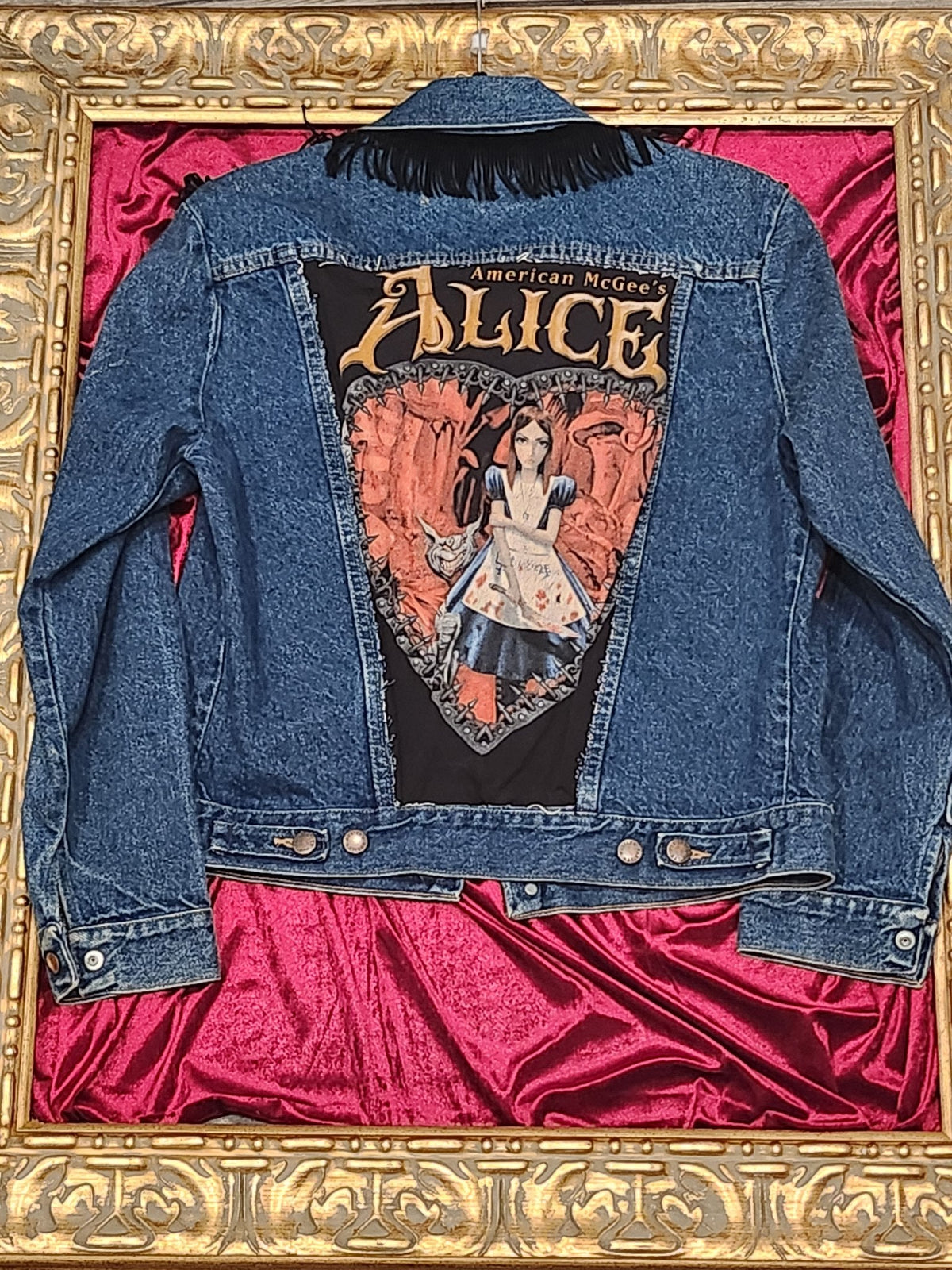 Embellished Storybook Rocker Upcycled Jean Jacket - Medium — additional view