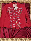 Power Red Butterfly Rhinestone Statement Blazer - Medium