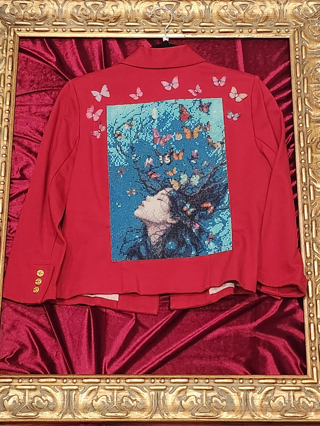 Power Red Butterfly Rhinestone Statement Blazer - Medium — additional view