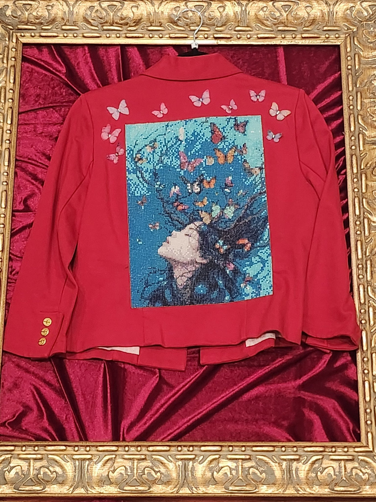 Power Red Butterfly Rhinestone Statement Blazer - Medium — additional view