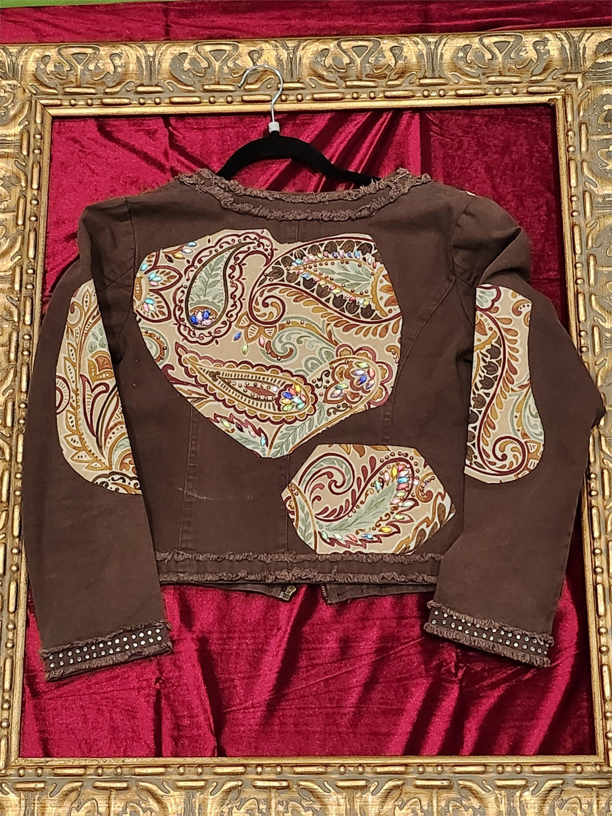 Scrollwork Rhinestone Brown Lightweight Jacket – Women's Large - additional view