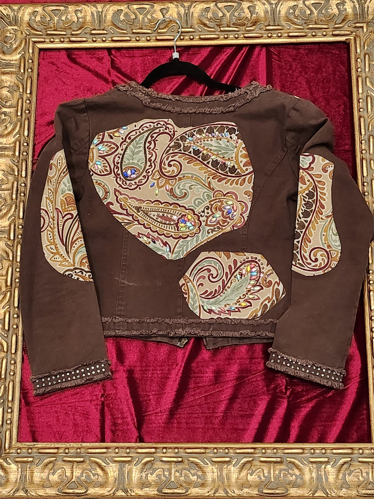 Scrollwork Rhinestone Brown Lightweight Jacket – Women's Large - additional view