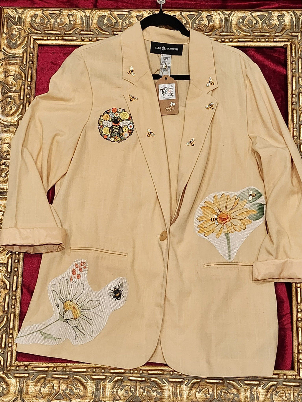 Bee Happy Pale Yellow Garden Statement Blazer – XL